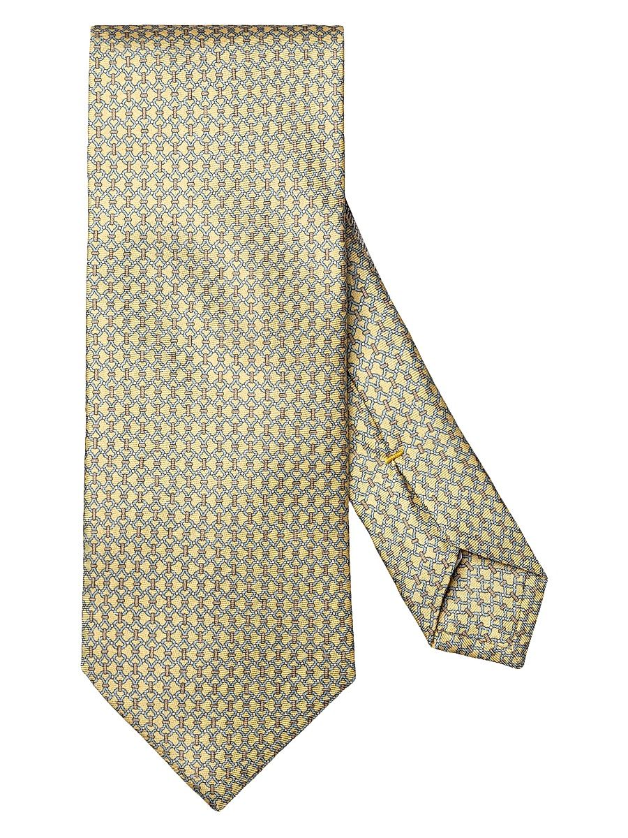 Eton Men's Interlocking Chain Silk-Linen Tie - Yellow