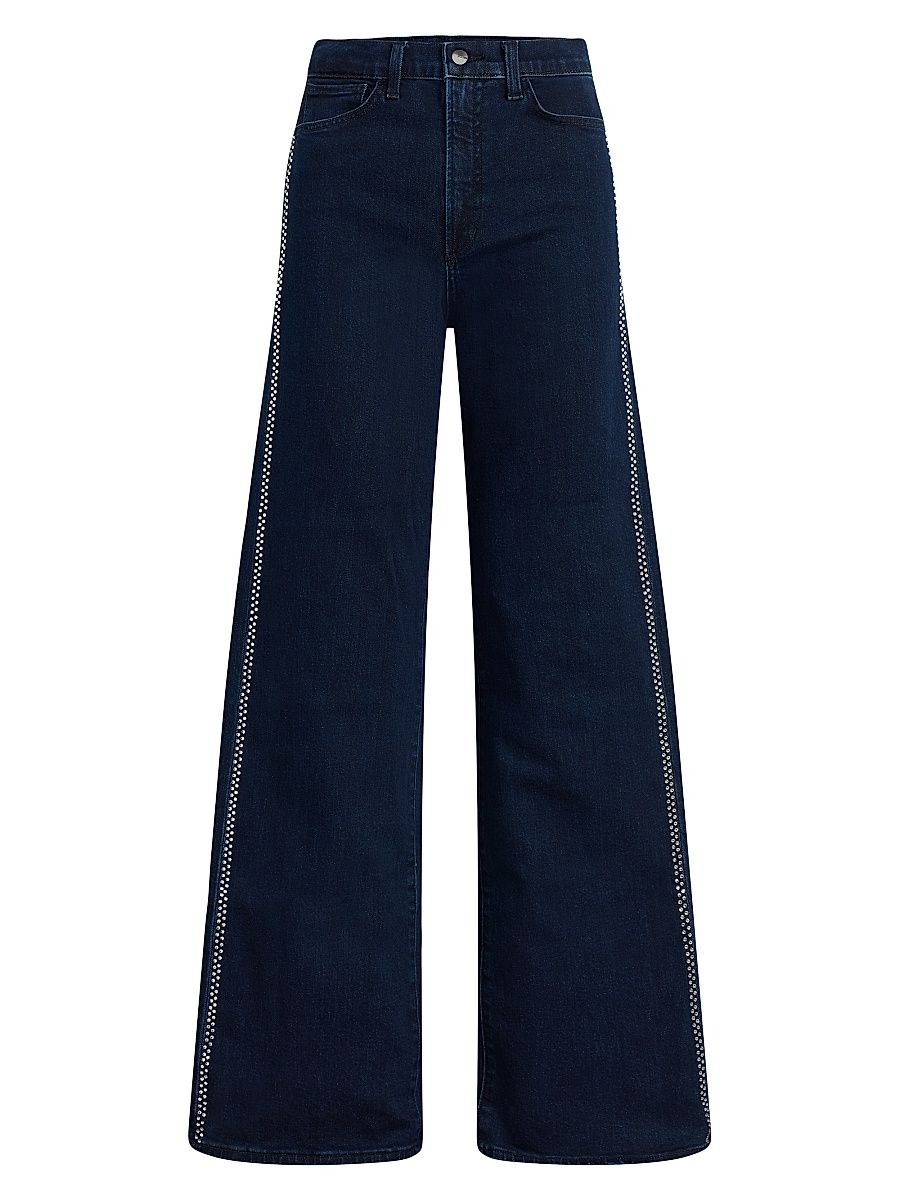 Women's The Mia Crystal-Seam High-Rise Wide-Leg Jeans - Bright Lights - Size 30