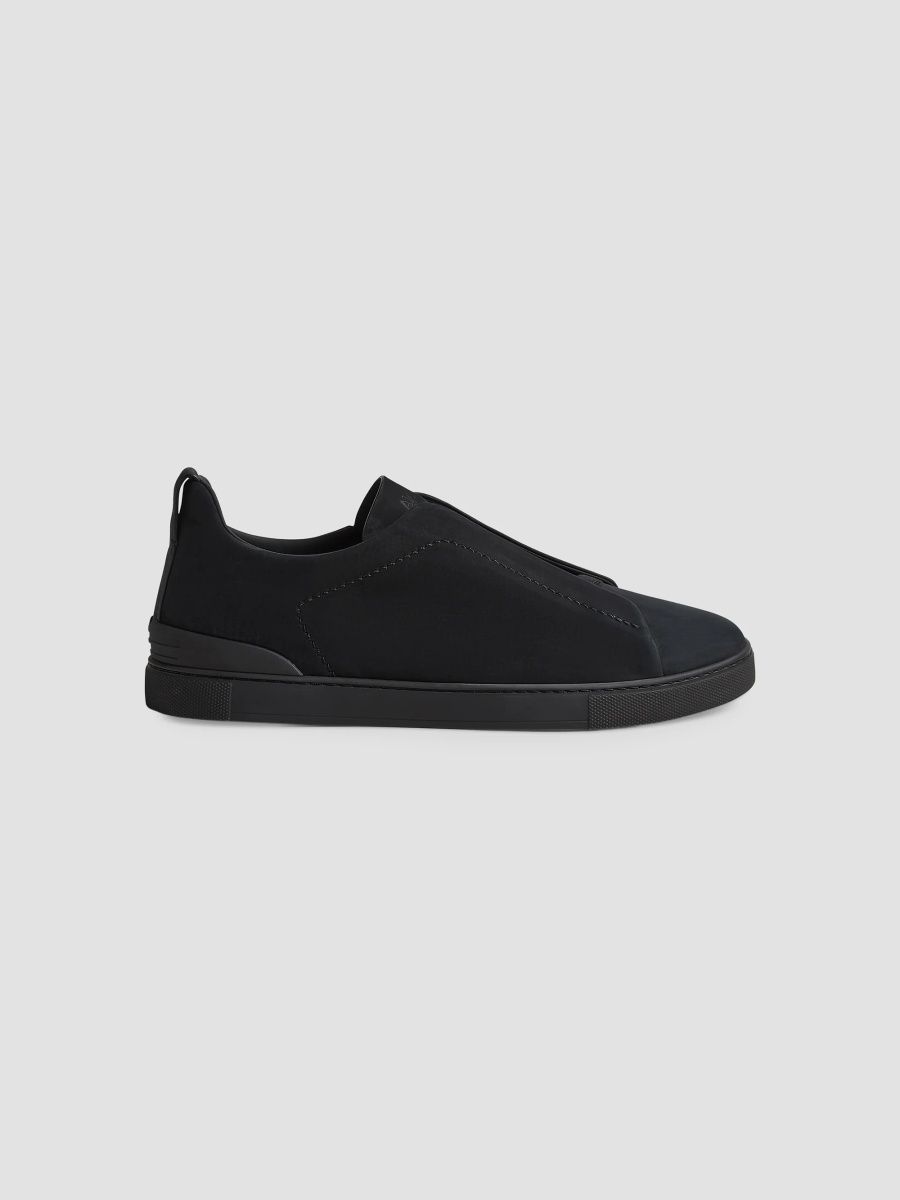 ZEGNA Men's Triple Stitch Secondskin Nubuck Sneakers - Black - Size 11