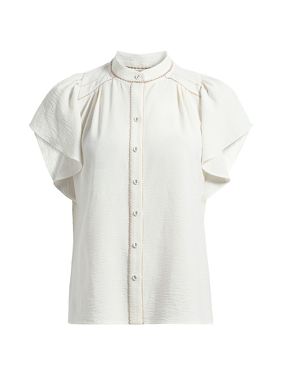 Women's Aurora Flutter-Sleeve Top - Ivory - Size XL