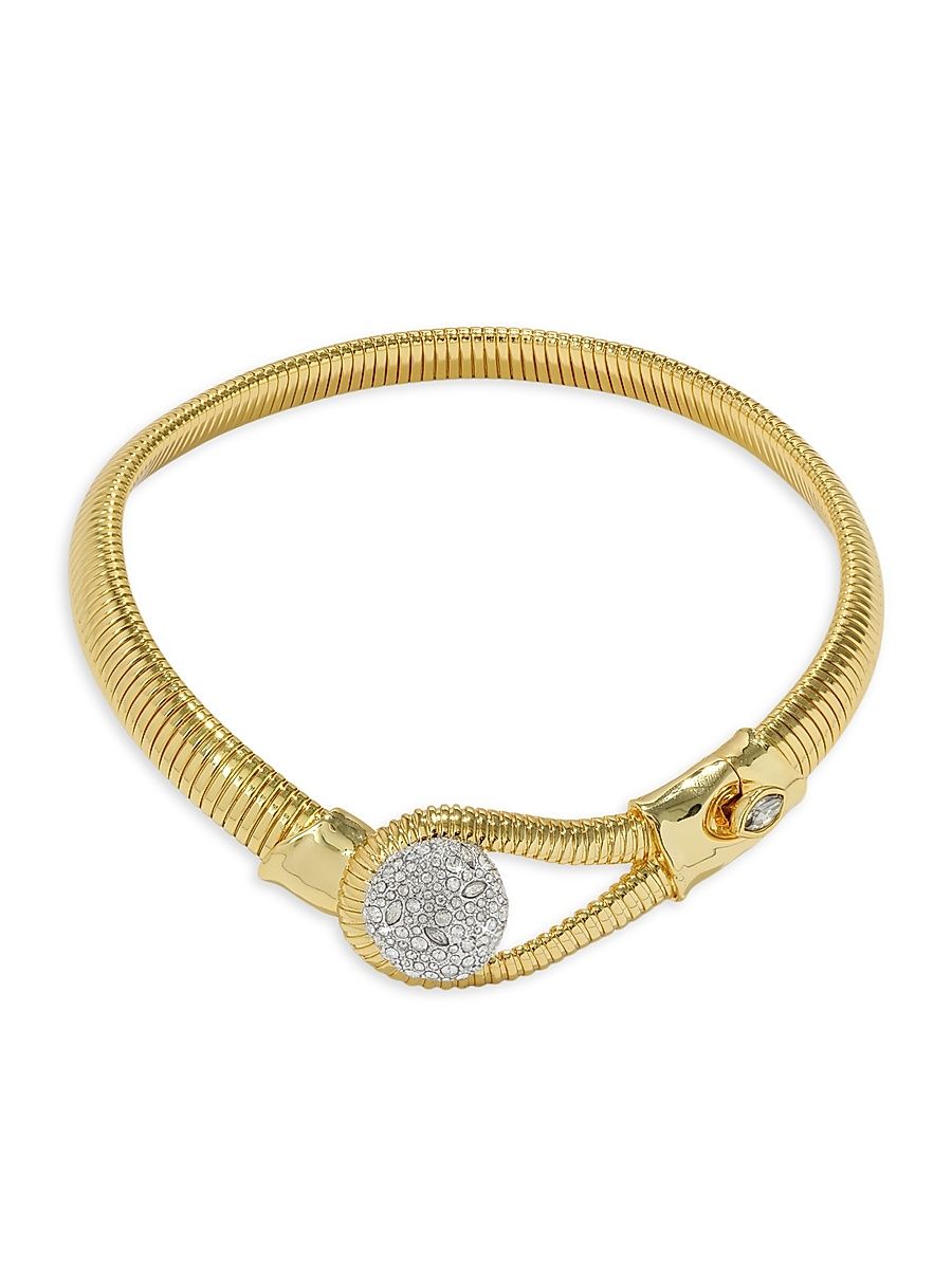 Women's Solanales 14K-Gold-Plated, Rhodium-Plated & Crystal Pebble Collar Necklace - Crystal