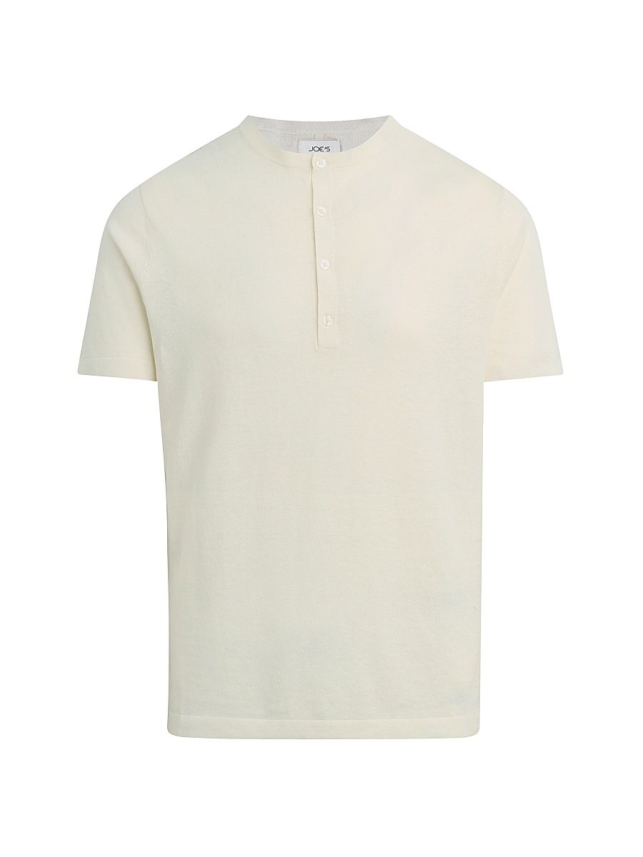 Men's Cotton-Linen Henley Shirt - Egret - Size XL