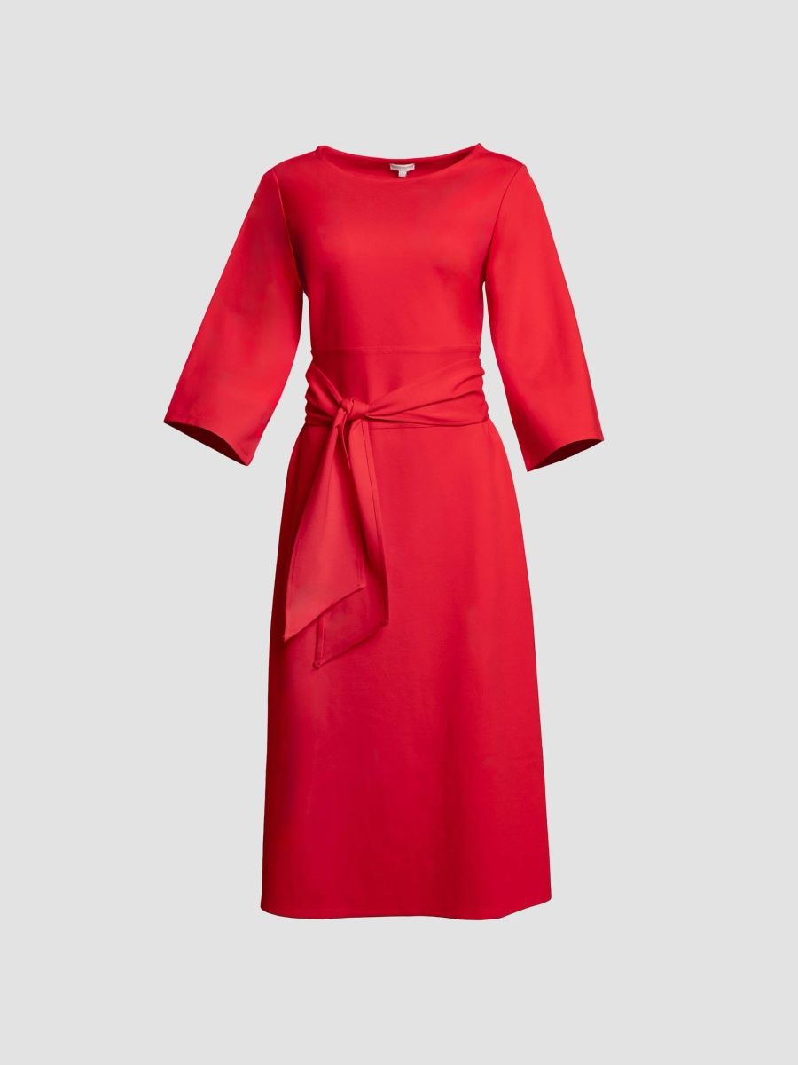 Frances Valentine Women's Whitney Tie-Front Midi Dress - Red - Size 28