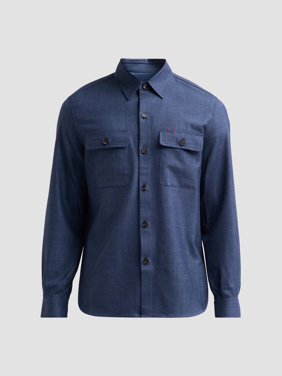 Isaia Men's Summertime Denim Overshirt - Navy - Size Medium