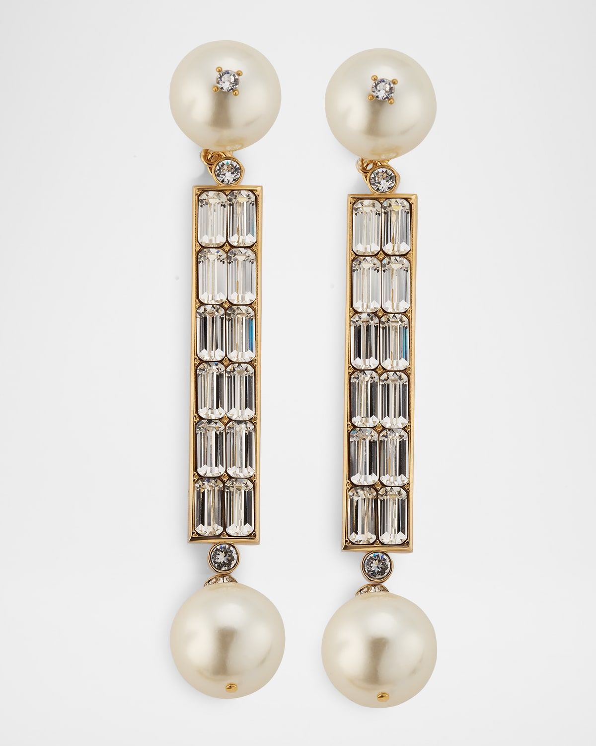 San Fin Metal Earrings with Swarovski Crystals and Pearly Beads