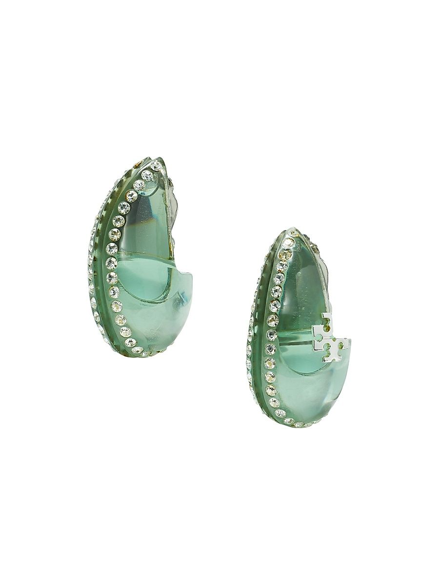 Women's Wave Goldtone Earrings - Tory Silver Sky Crystal