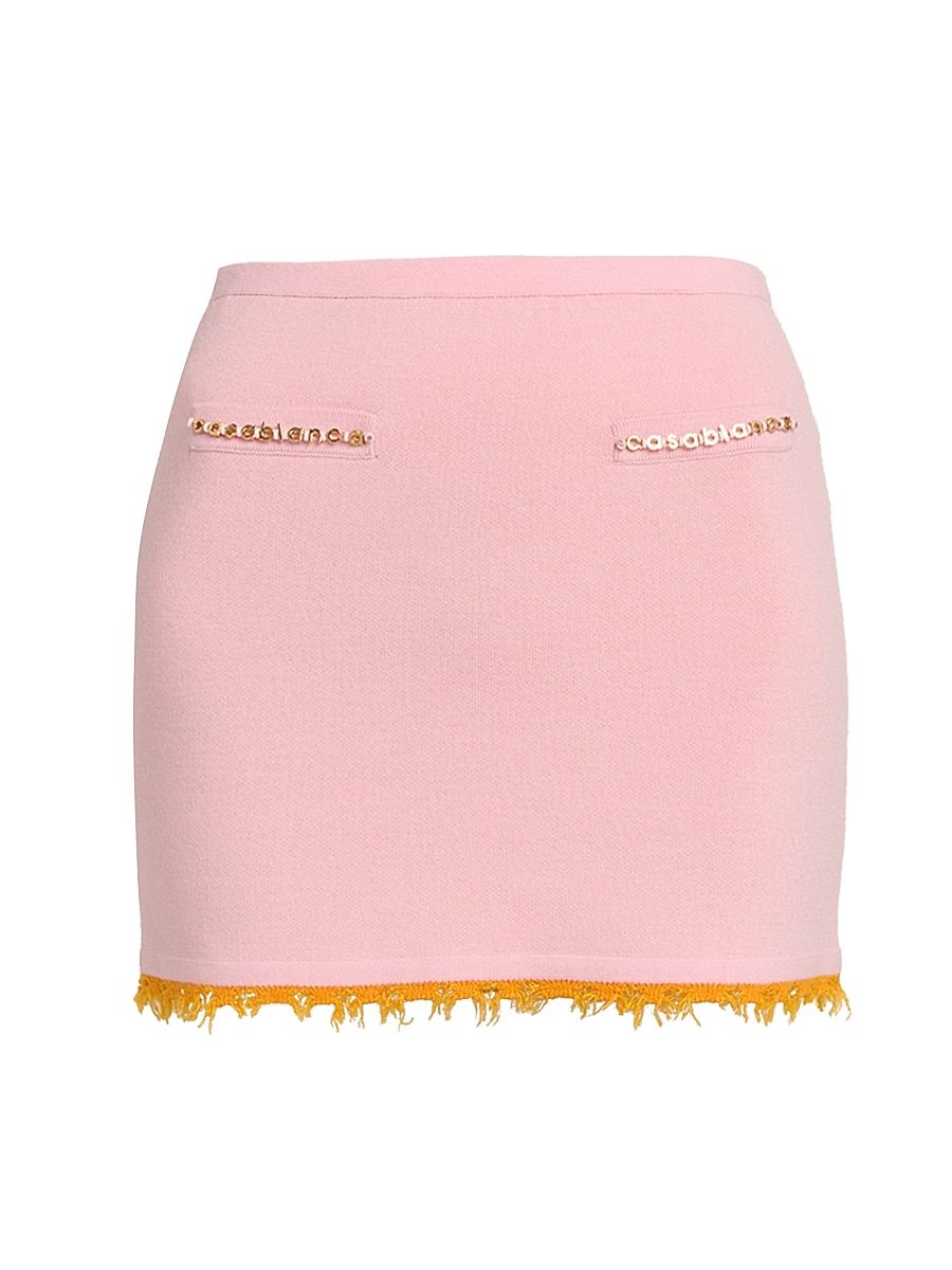 Women's Double-Face Wool-Blend Miniskirt - Pink - Size XL