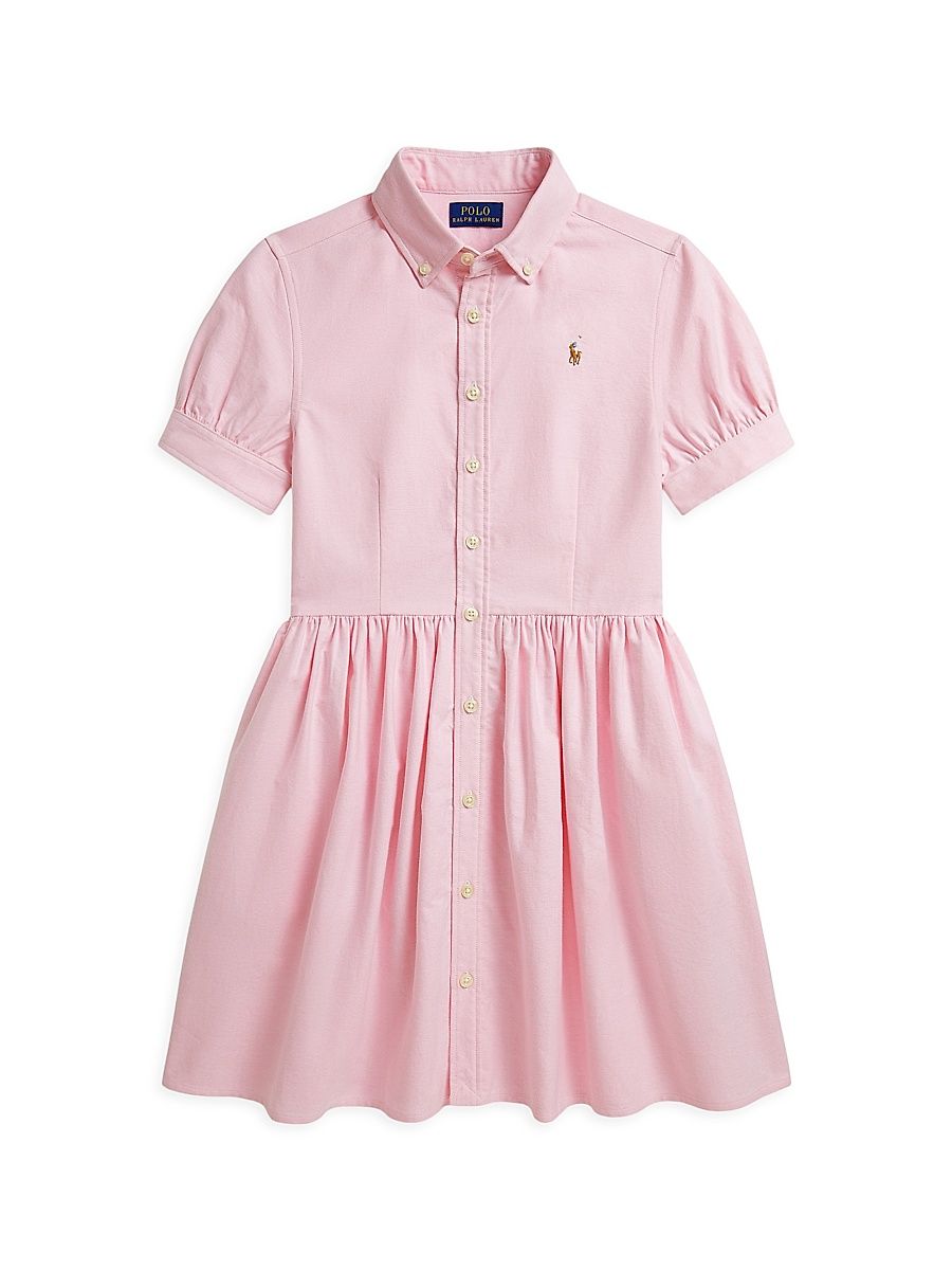 Little Girl's & Girl's Cotton Oxford Shirtdress - Bath Pink - Size 4
