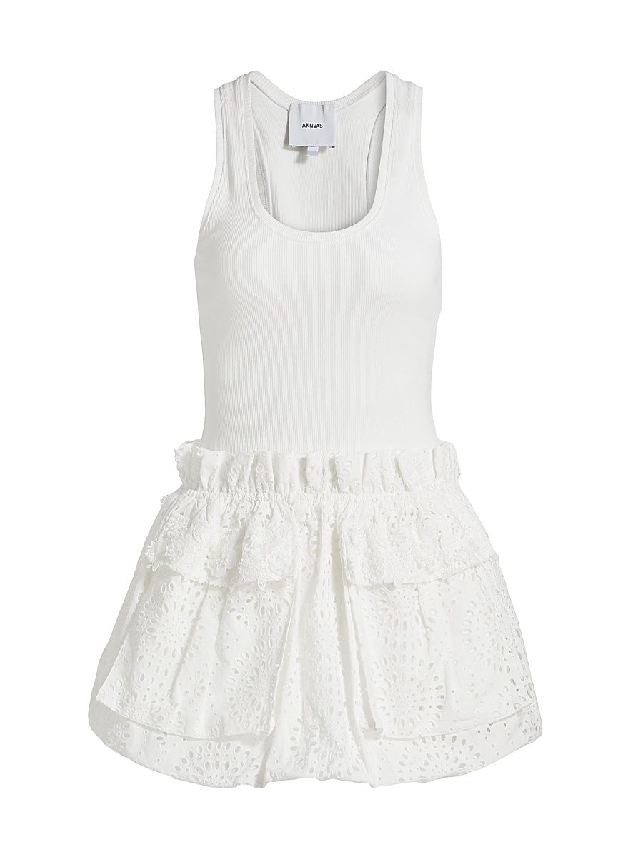 Women's Indi Cotton Mixed-Media Tank Minidress - White - Size 10