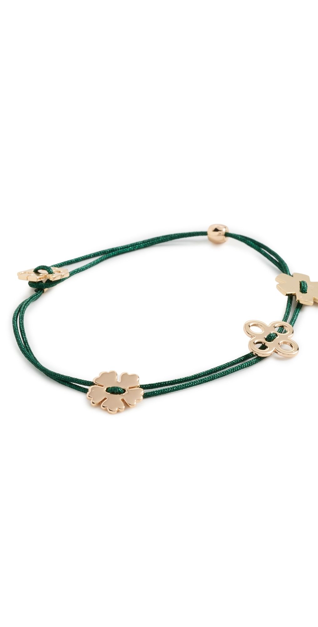 Tory Burch Clover Cord Bracelet Tory Gold/Dark Kale One Size