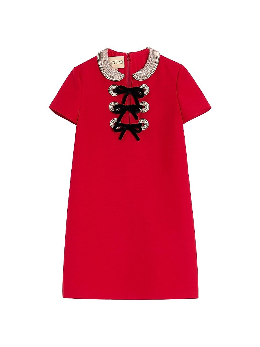 Women's Embroidered Crepe Couture Short Dress - Paris - Size 0