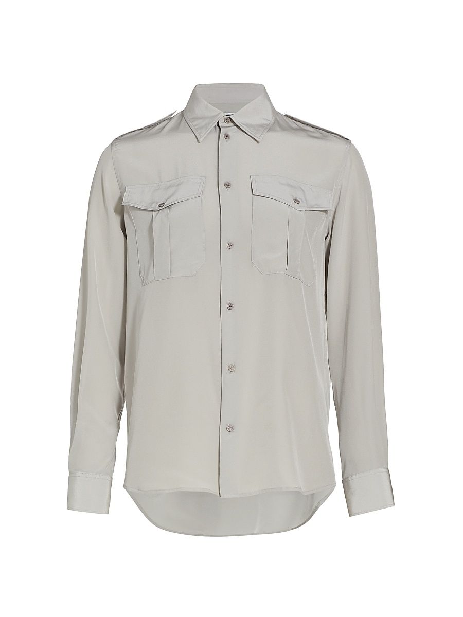 Women's Jeanette Silk Utility Shirt - Storm Grey - Size XS