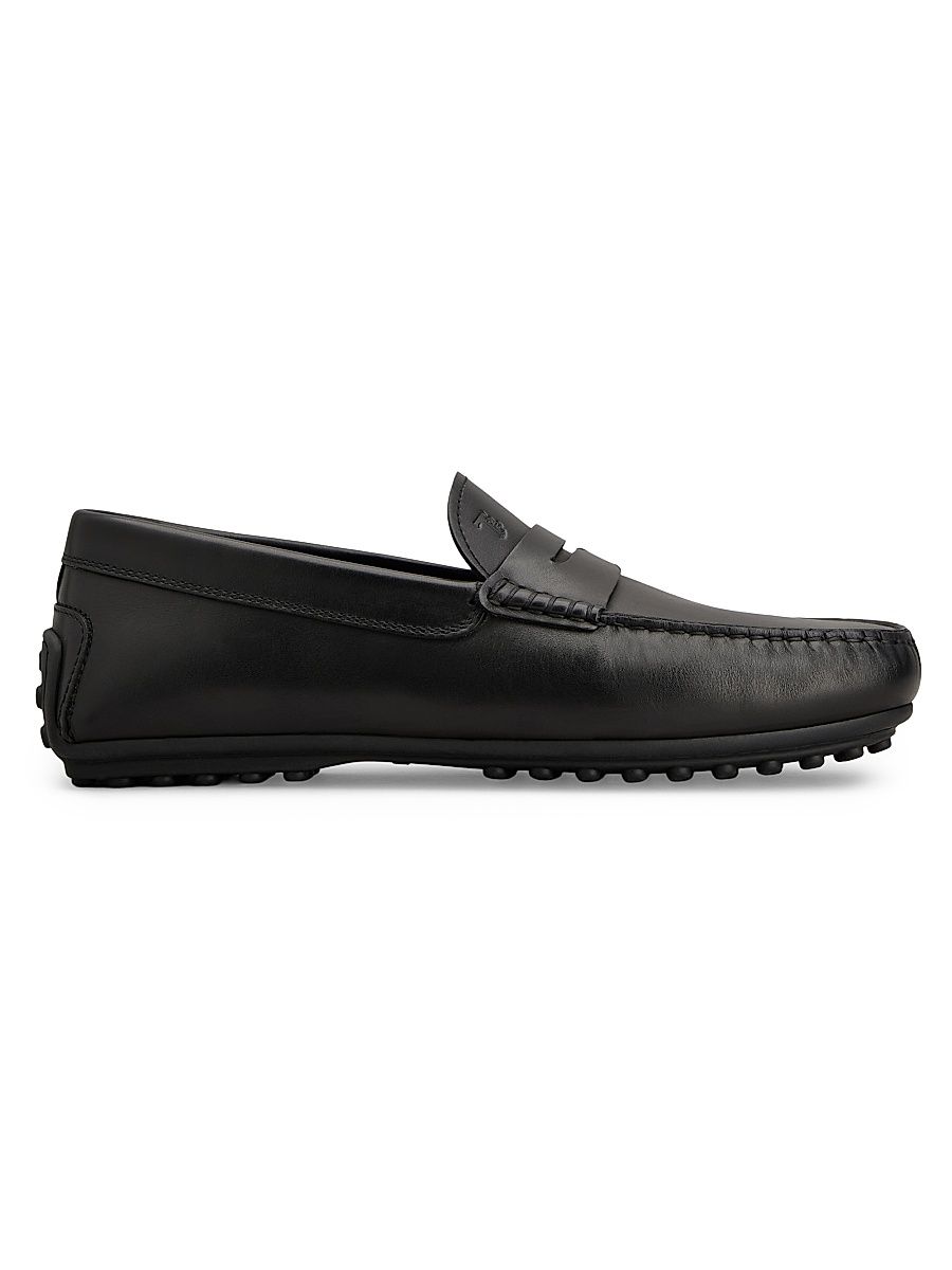 Men's City Gommino Leather Driving Loafers - Black - Size 14.5