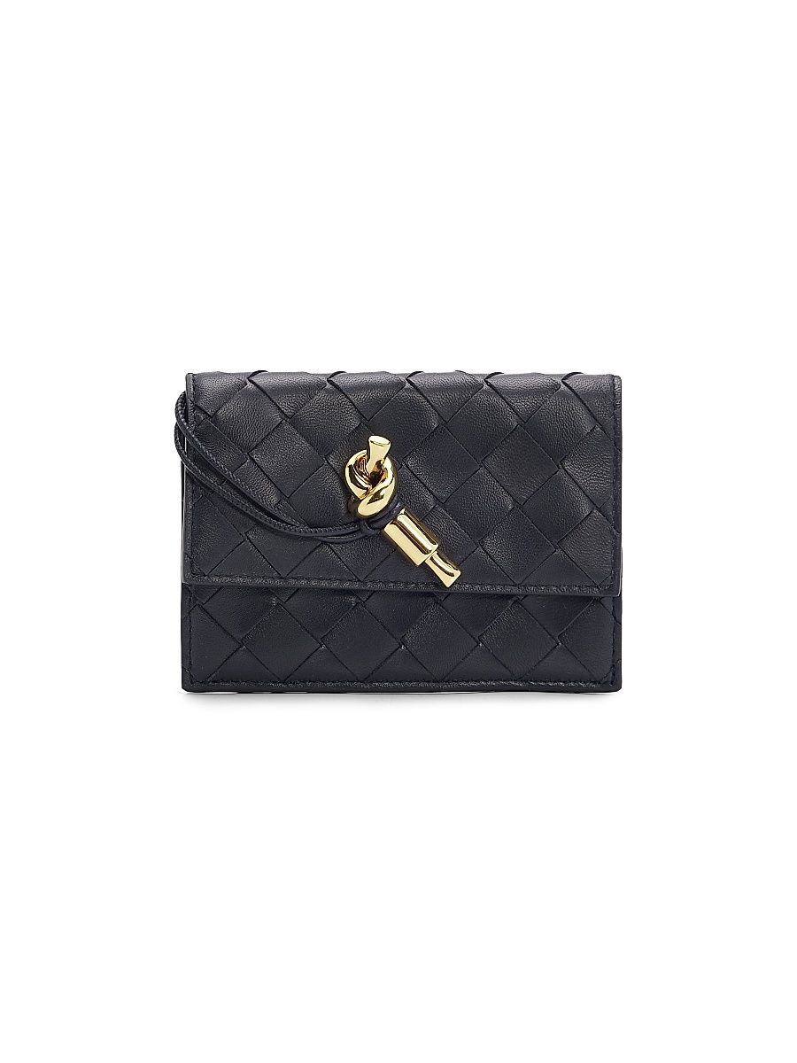 Bottega Veneta Women's Intrecciato Leather Wallet - Midnight Muse Brass
