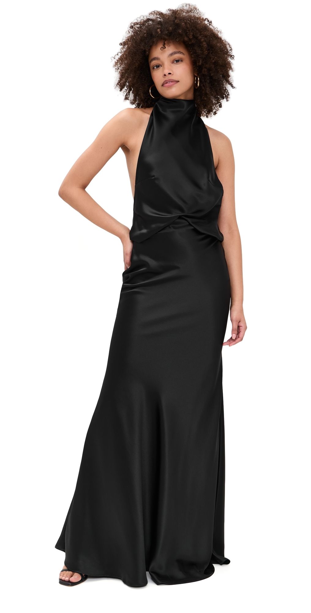 MISHA The Cameron Satin Dress Black XL