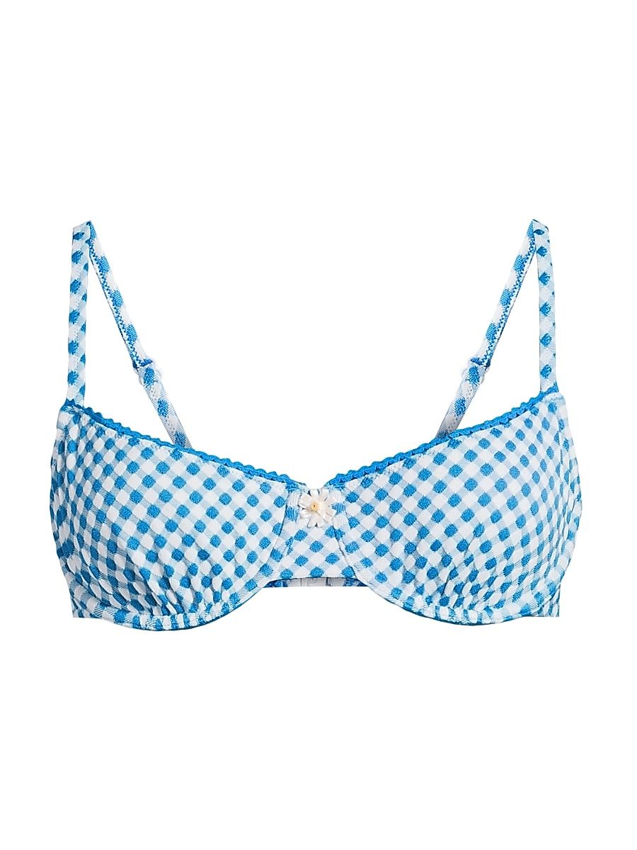 Women's The Daphne Gingham Bikini Top - Cosmic Blue Gingham - Size XS