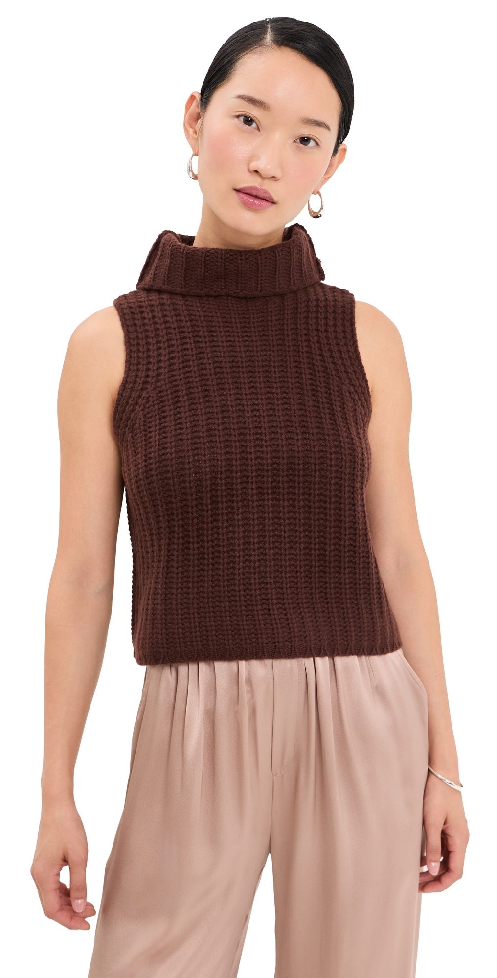 Sablyn Saige Cropped Cashmere Turtleneck Pullover Cinnabar XS