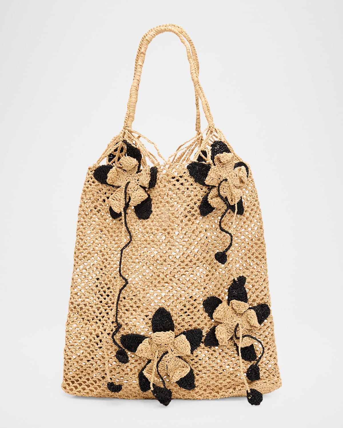 Blaine Raffia Floral Applique Hobo Bag