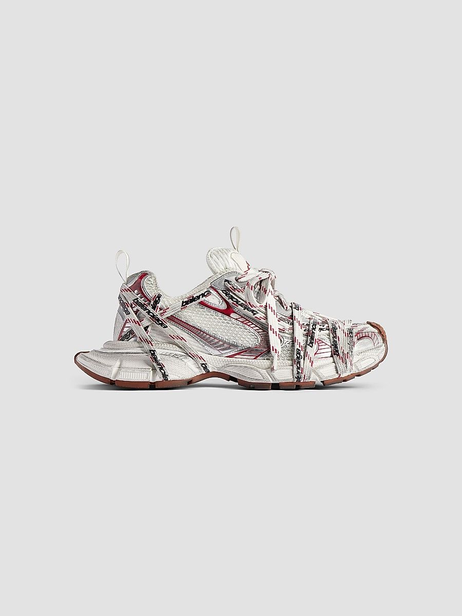 Balenciaga Men's 3XL Extreme Laces Logo Sneakers - White Red - Size 10