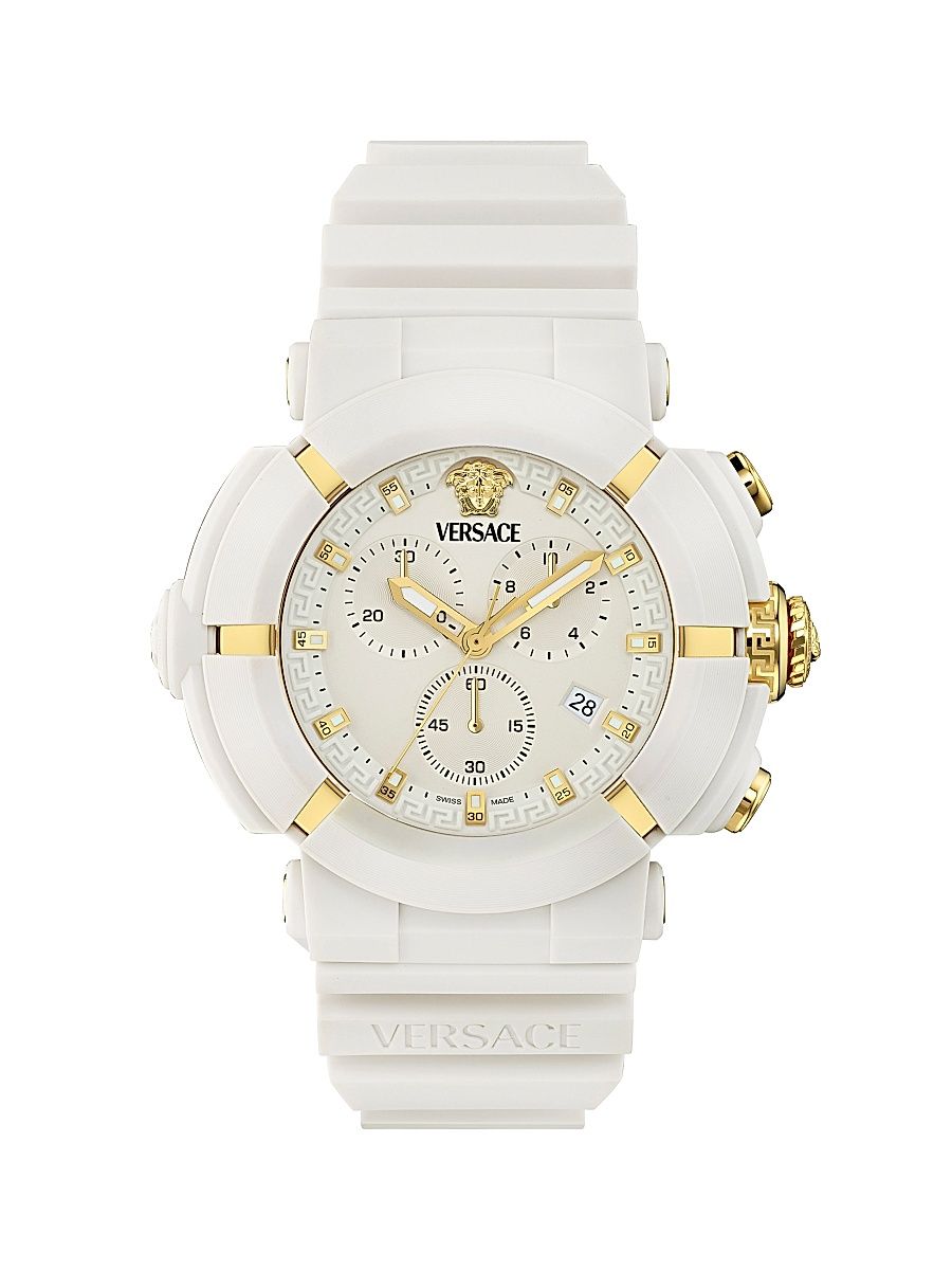 Men's Real Active Chrono Ceramic & Stainless Steel Watch/45MM - White Ecoceramic