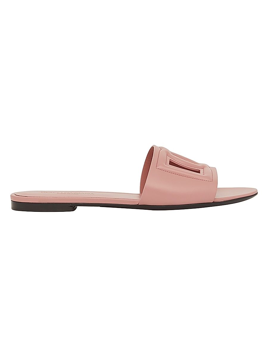 Women's DG Cut-Out Leather Slides - Light Pink - Size 12 Sandals