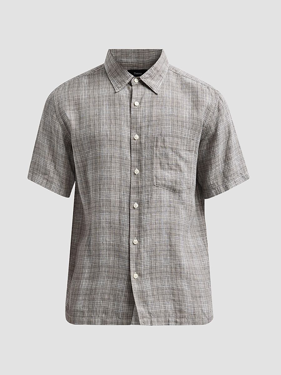 Men's Irving Plaid Linen Shirt - Pine Grove Multi - Size Small