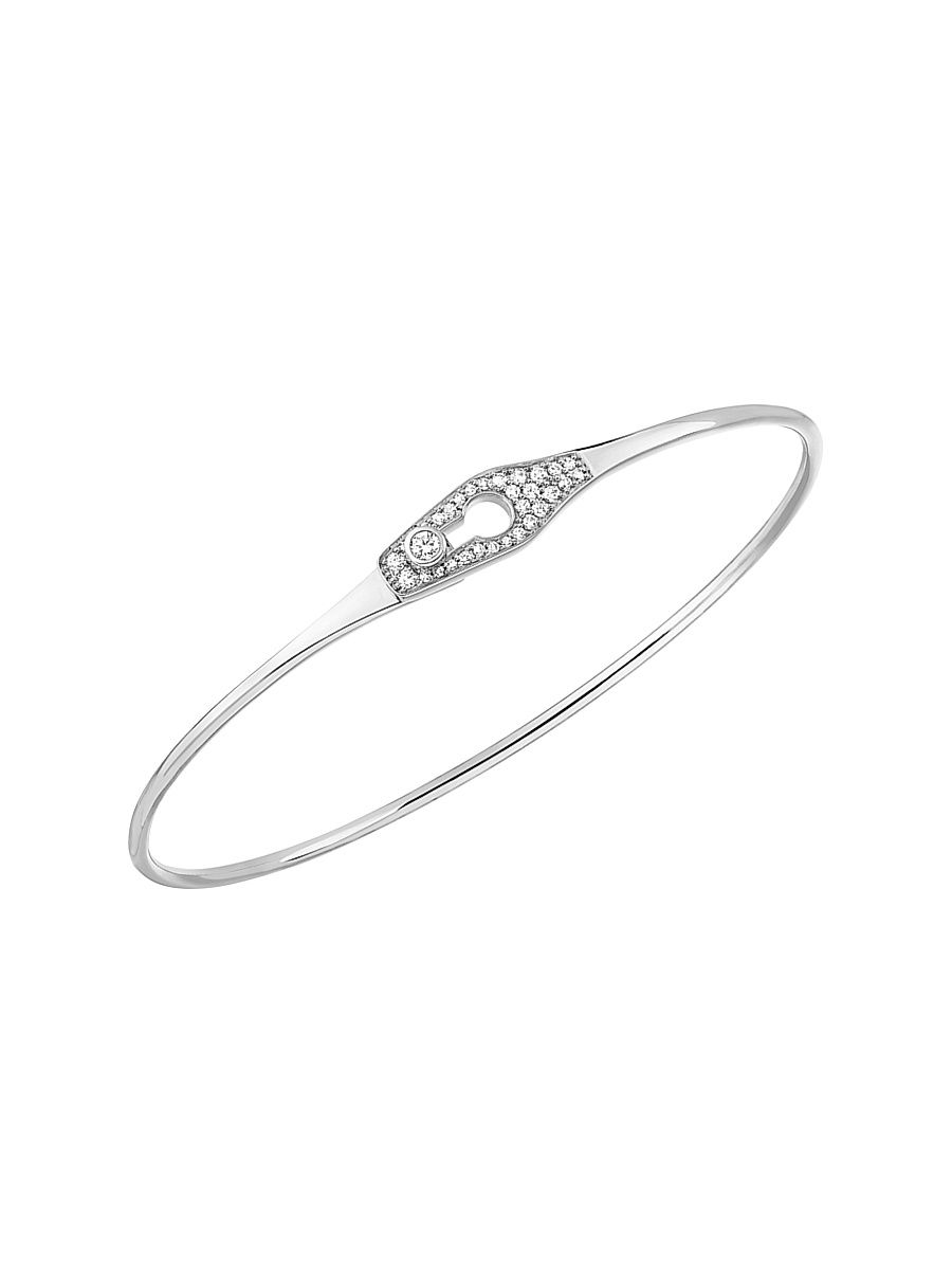 Women's Serrure Jonc Large 18k White Gold & 0.19 TCW Diamonds Bracelet - White Gold