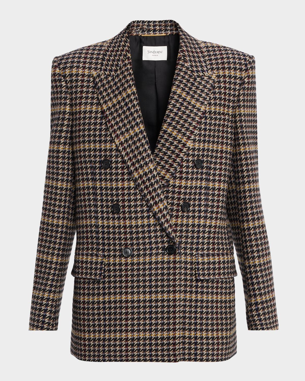Houndstooth Check Double-Breasted Jacket