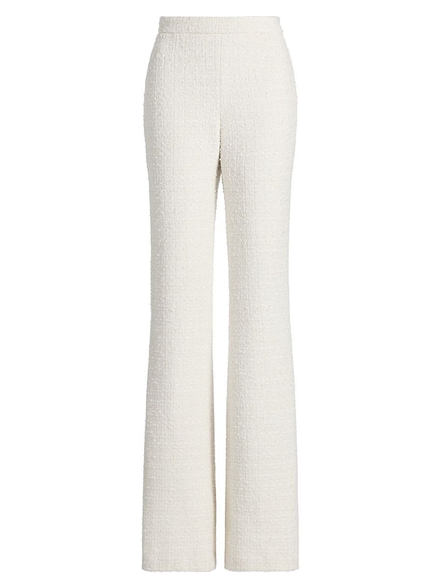 Women's Bouclé Tailored Flare Pants - Ivory - Size 14