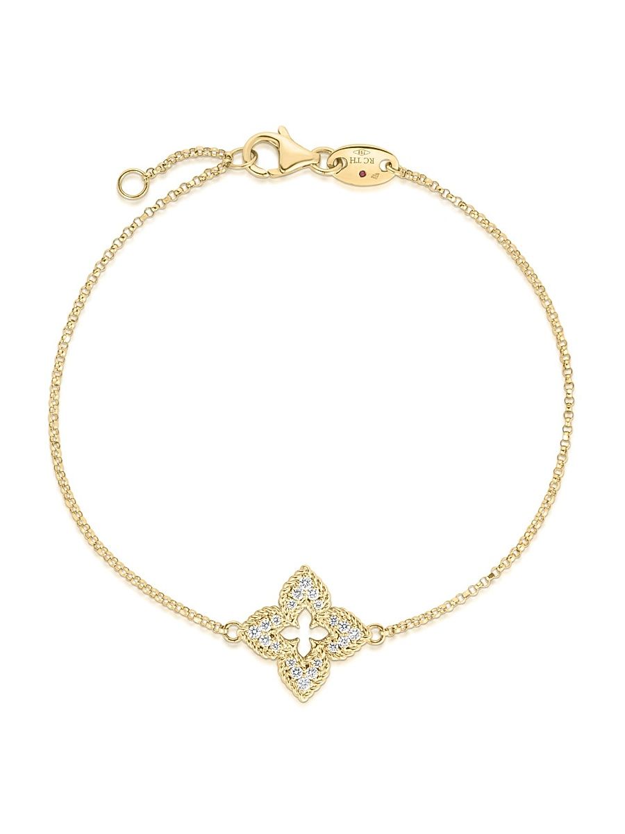 Women's Small 18K Yellow Gold & 0.15 TCW Diamond Venetian Flower Bracelet - Yellow Gold