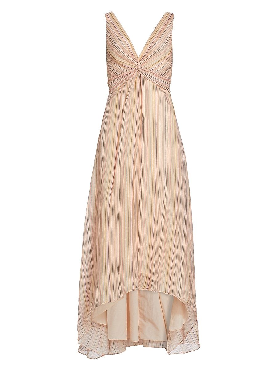 Women's Anna V-Neck Sleeveless Midi-Dress - Peach Multi - Size 18