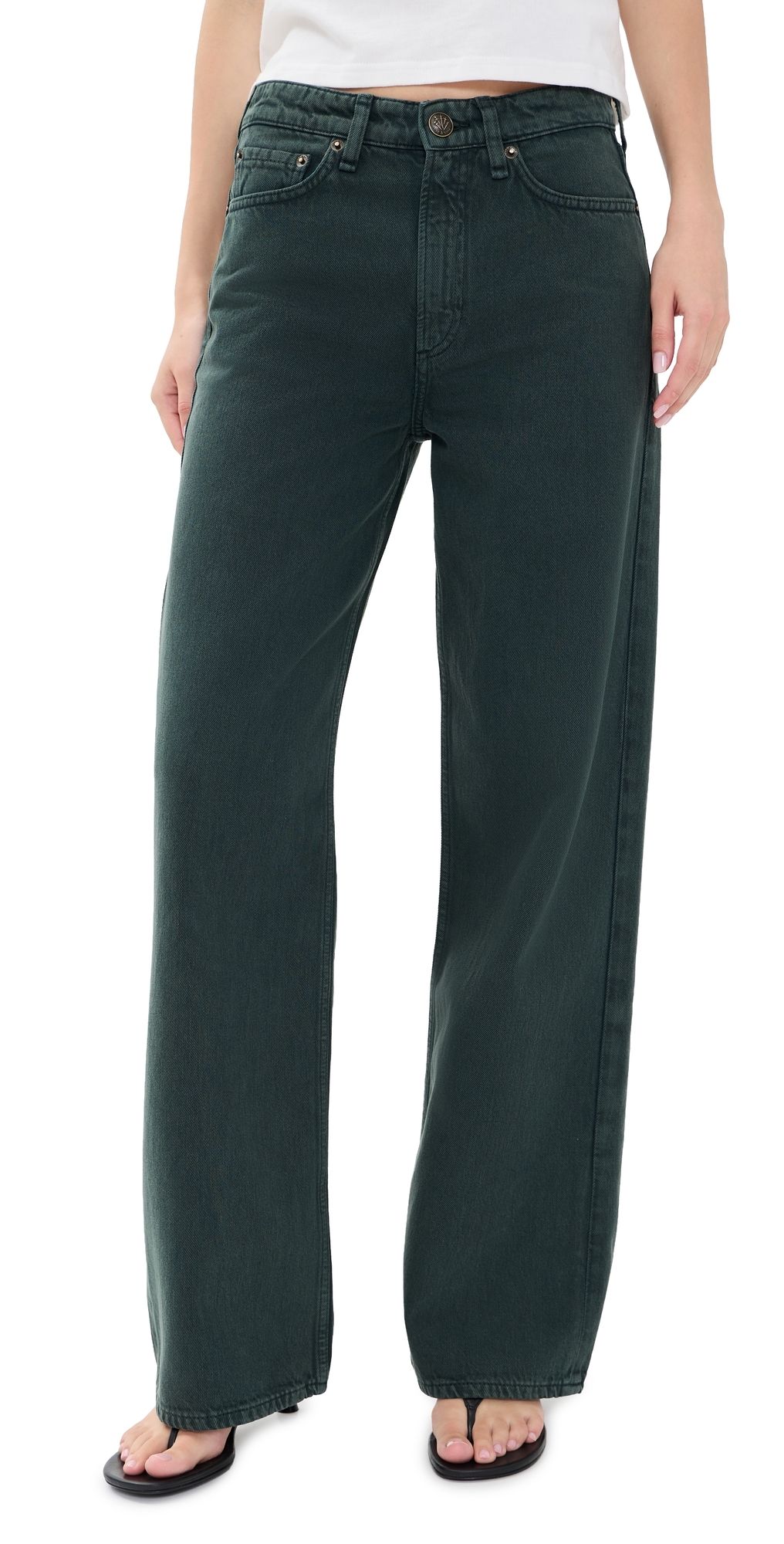rag & bone Logan Wide Leg Jeans Green Stone 26