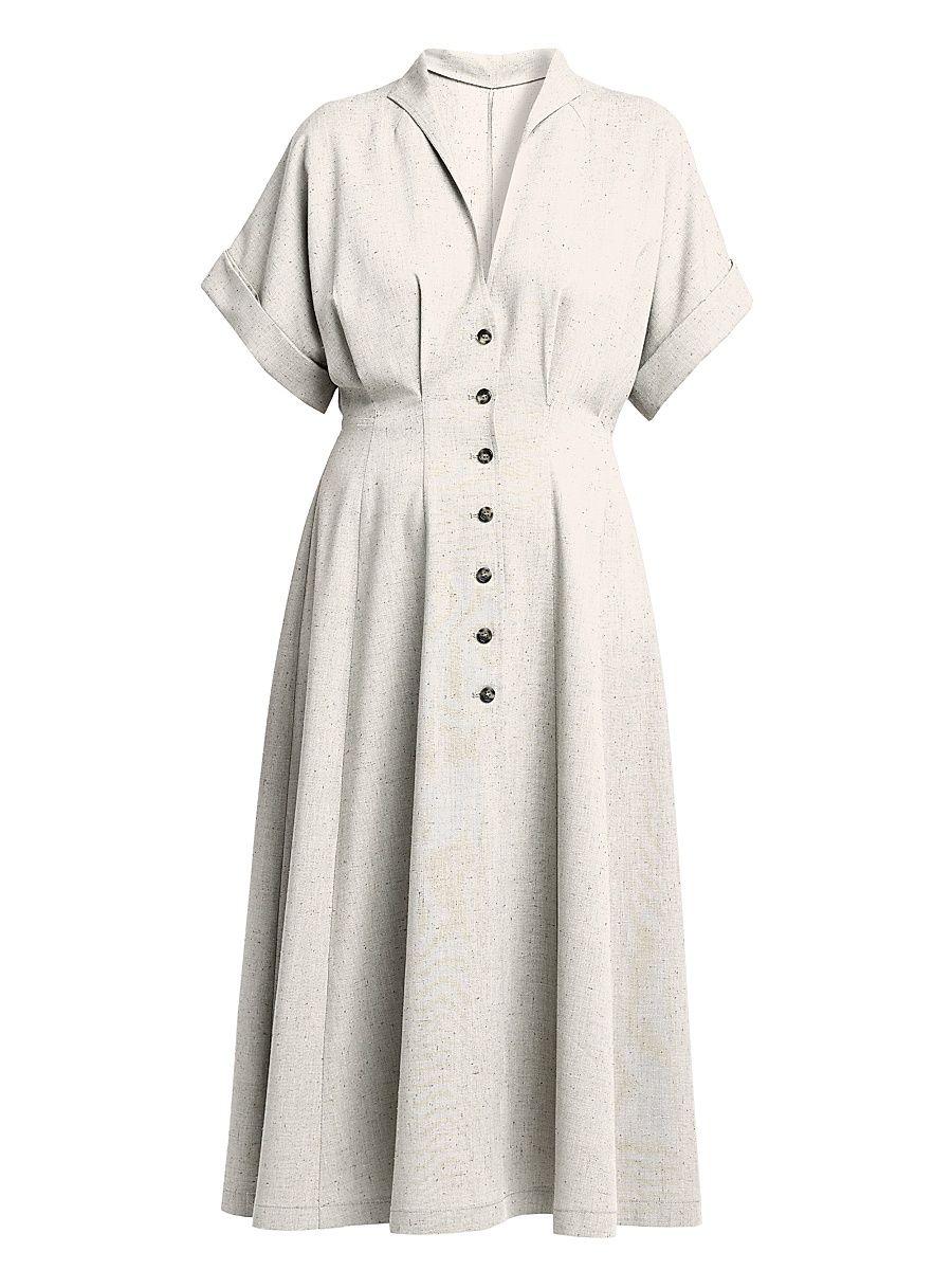 Women's Fit & Flare Midi-Shirtdress - White - Size 12