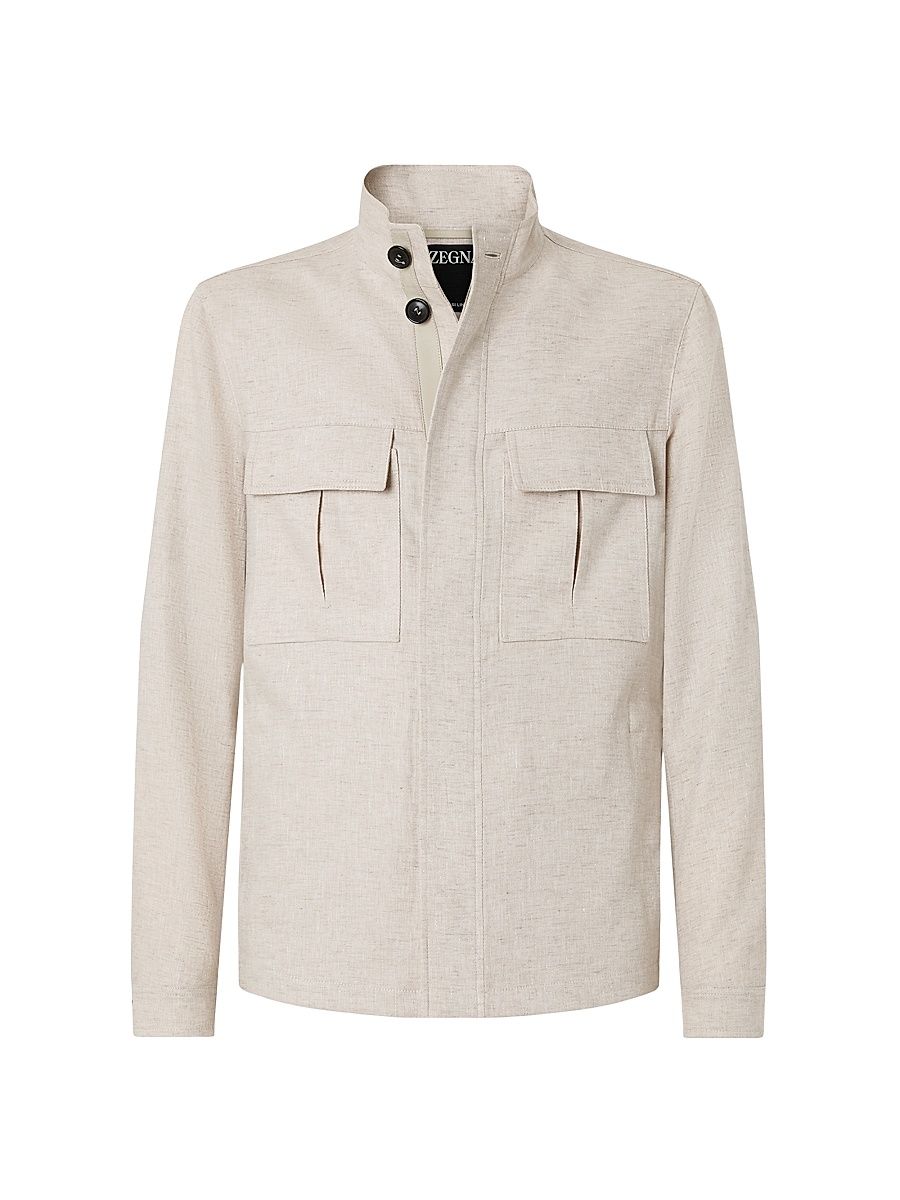 Men's Oasi Lino Field Jacket - Light Taupe - Size 34