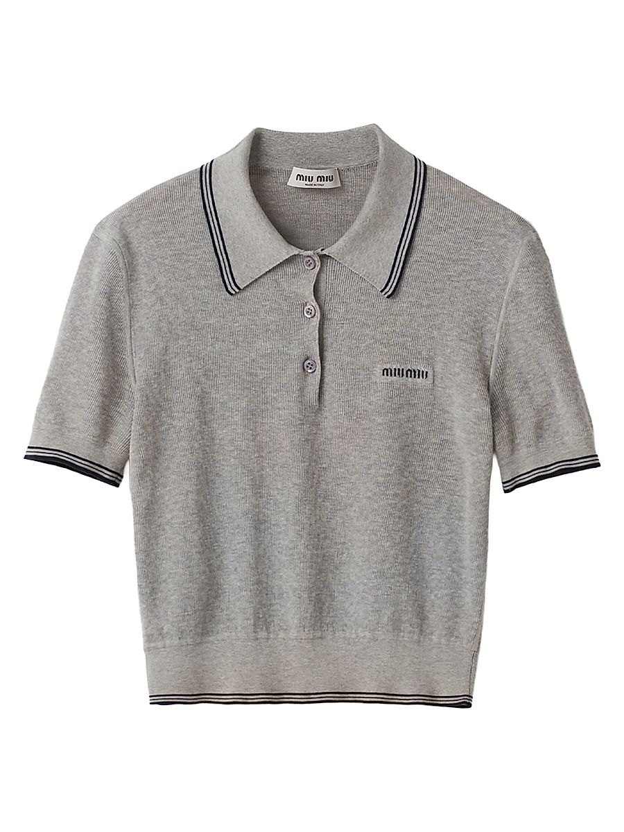 Women's Cotton Jersey Polo Shirt - Grey - Size 4