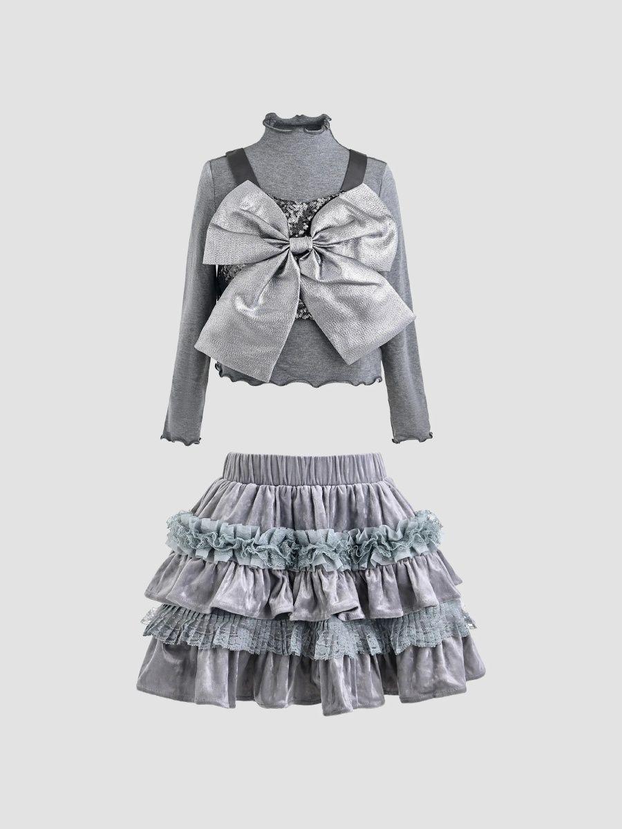Tulleen Girl's Little Girl's & Girl's Melina Skirt Set - Grey - Size 2