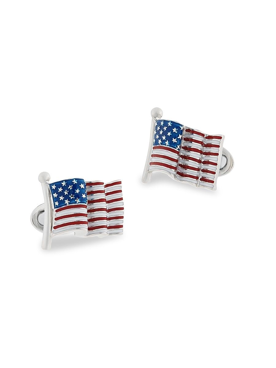 Men's Jan Leslie American Flag Cufflinks - Silver