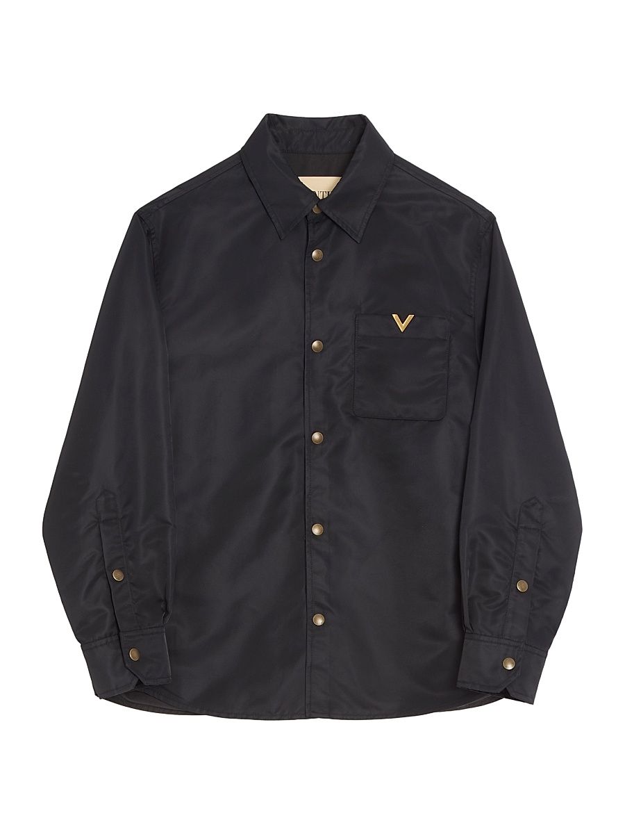 Men's Nylon Shirt Jacket with VGold - Black - Size 36