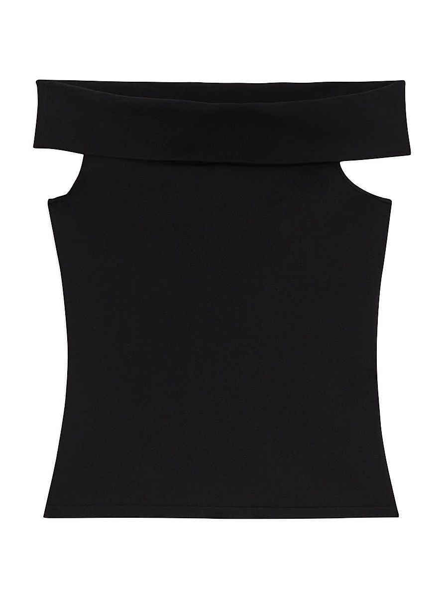 Women's Compact Crepe Off-The-Shoulder Top - Black - Size Large