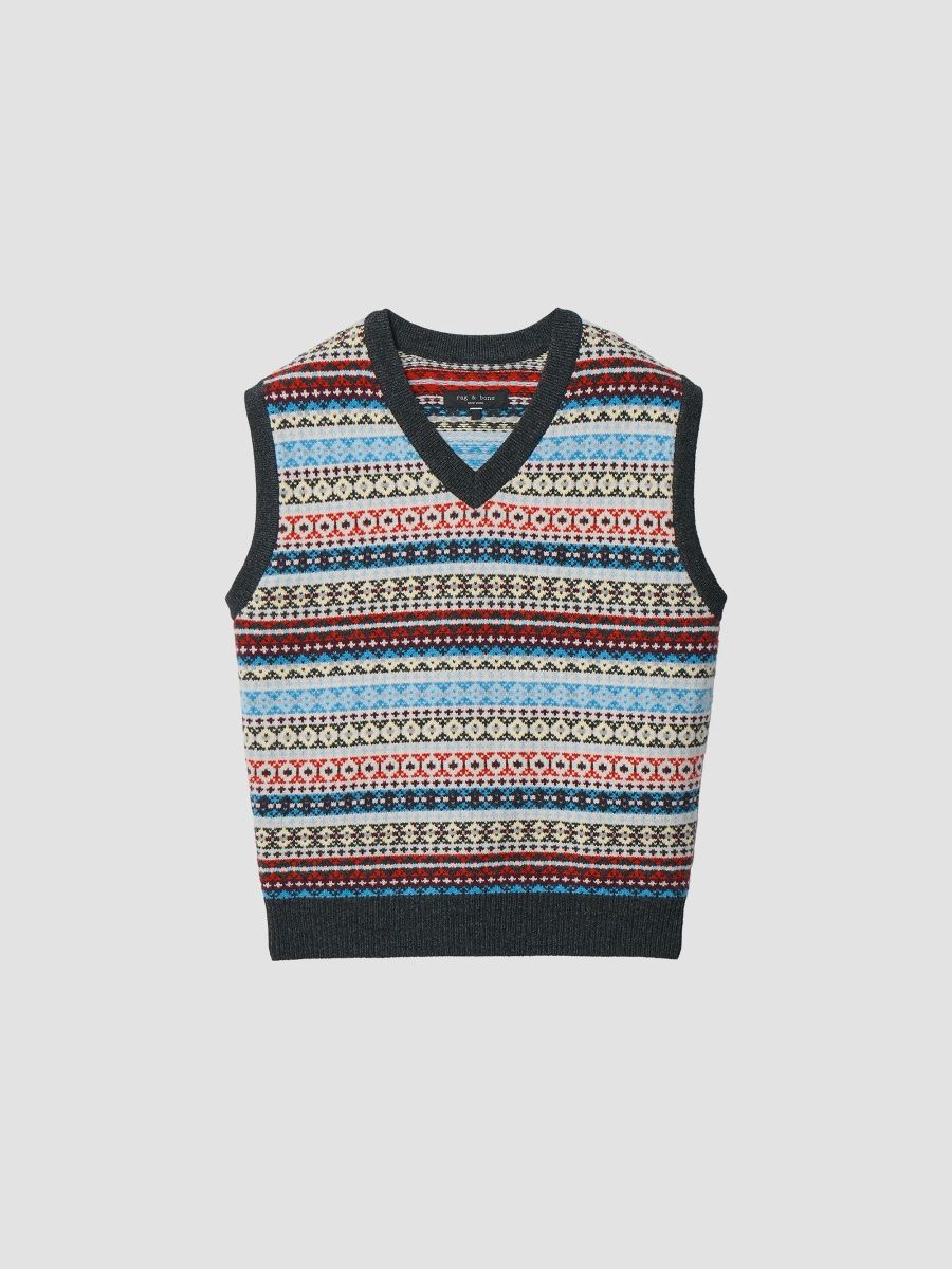 rag & bone Men's Fair-Isle Wool Sweater Vest - Multi - Size Medium