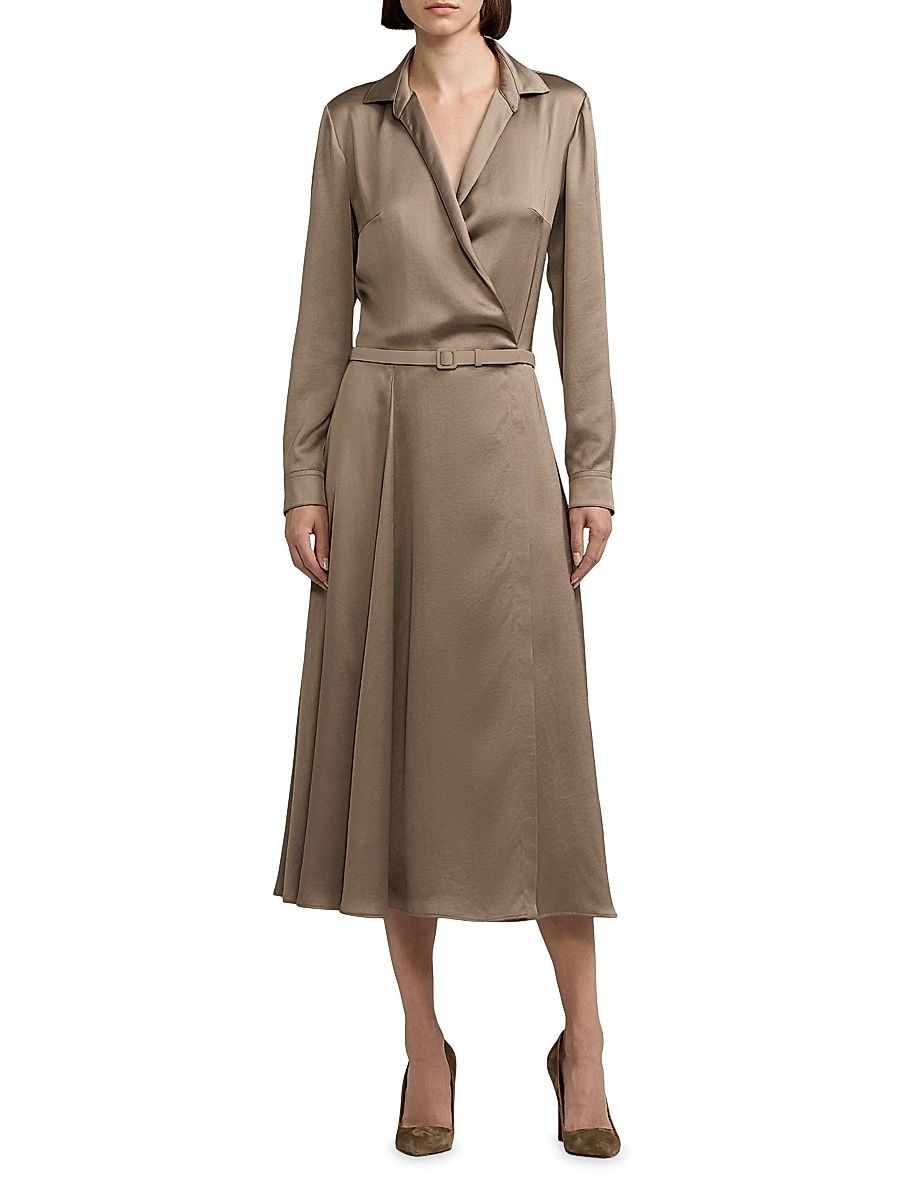 Women's Washed Charmeuse Shirtdress - Truffle - Size 6