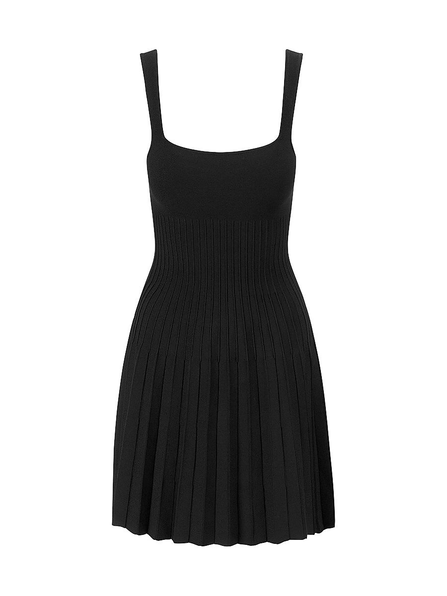 Women's Ellison Pleated Knit Minidress - Black - Size XL