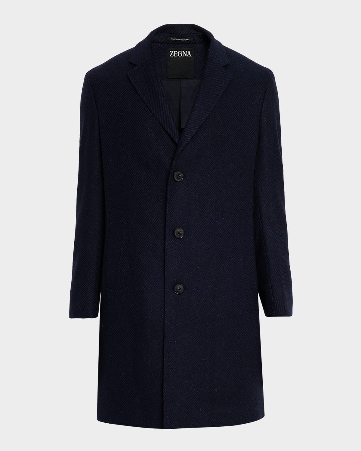 Men & apos;s Cashmere and Silk Stripe Twill Top Coat