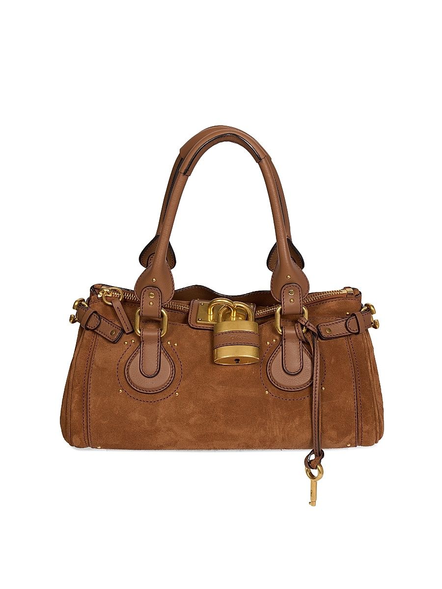 Women's Paddington Suede Padlock Handbag - Vintage Brown