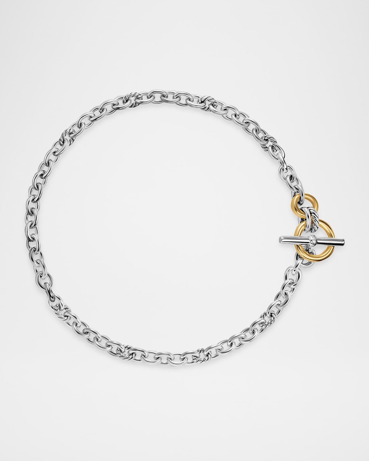 DY Mercer Single-Row Toggle Necklace with Diamonds and 18K Gold in Silver, 20mm