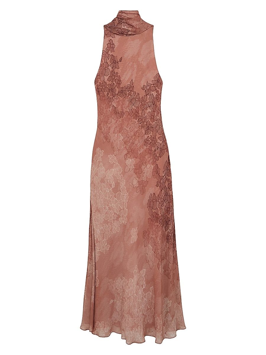 Women's Lacey Floral Halter Gown - Pale Pink - Size 12