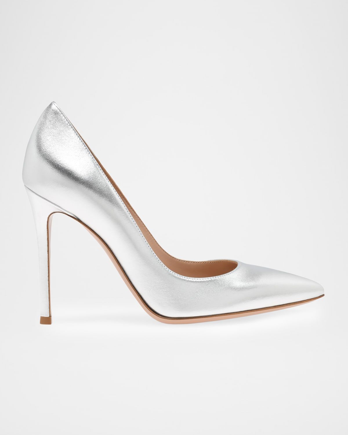 105mm Gianvito Metallic Leather Pumps