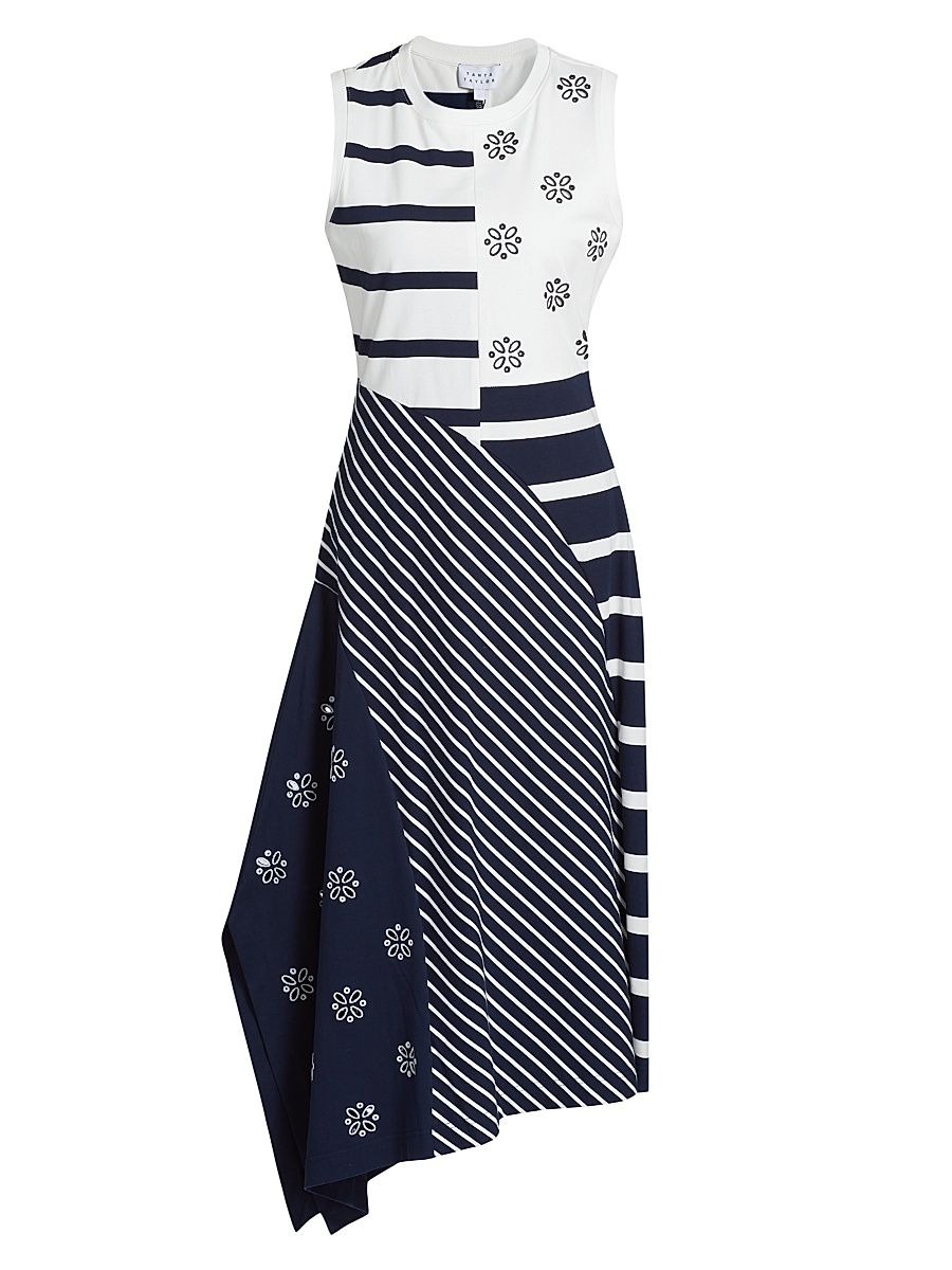 Women's Cassidy Mixed Jersey Midi-Dress - Maritime Blue Multi Mix - Size Medium