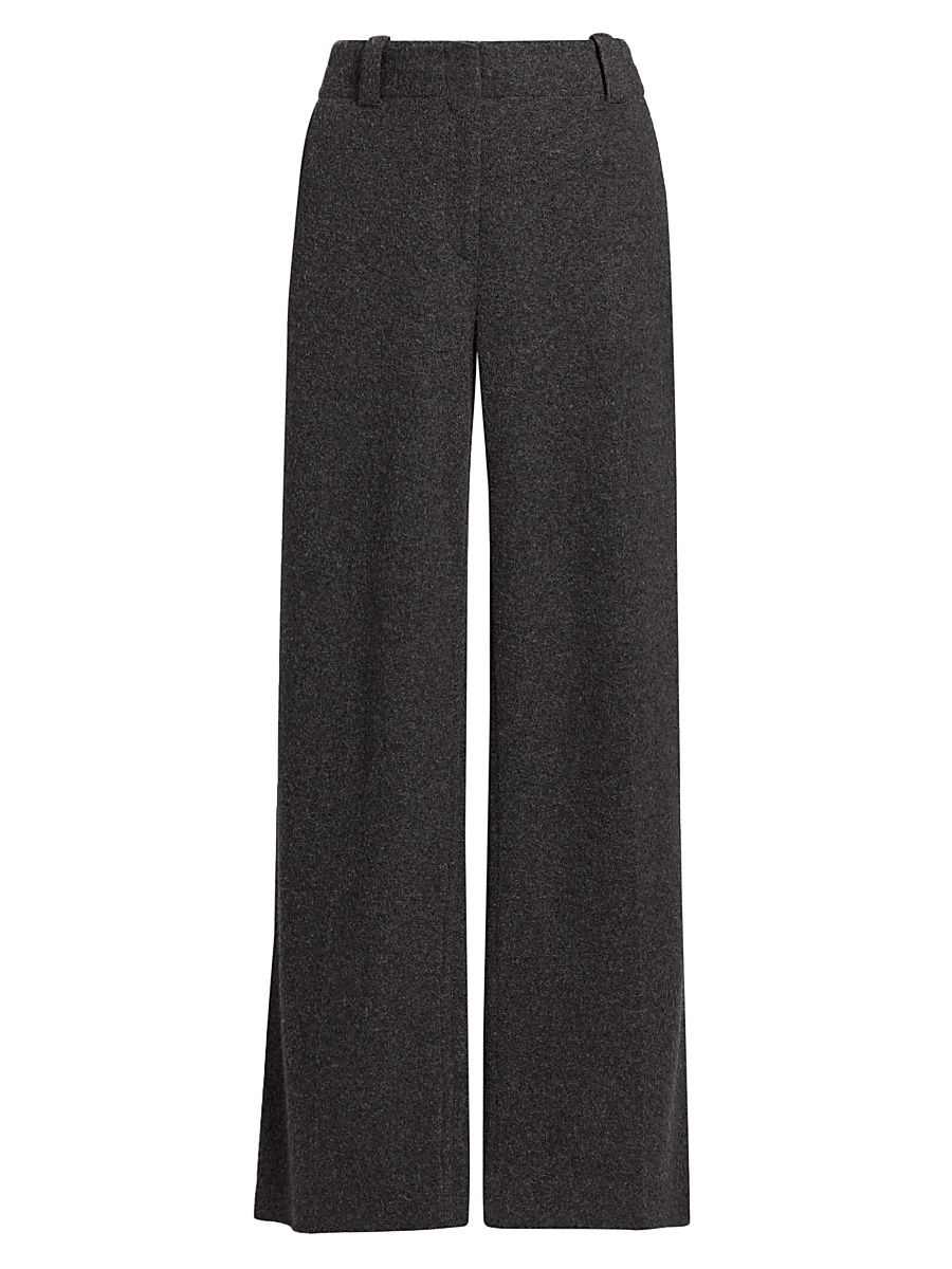 Women's Violet Wool Jersey Wide-Leg Pants - Dark Grey Melange - Size 8