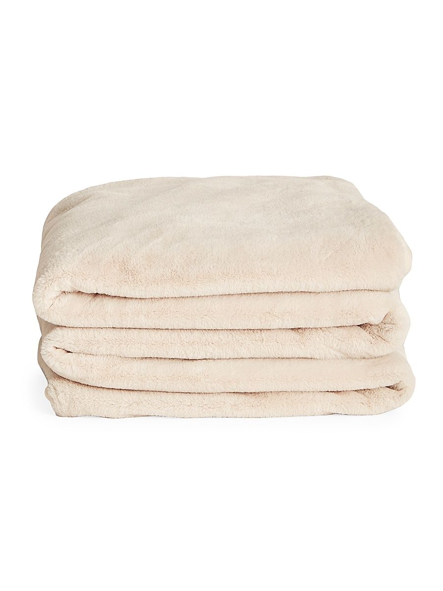 Lil Marsh Medium Faux Fur Blanket - Mocha